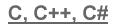 C, C++, C#(SHARP)